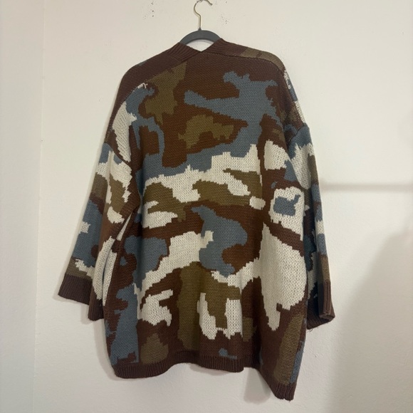 POL Neutral Camouflage open cardigan brown and blue with front pockets size L - Picture 9 of 12